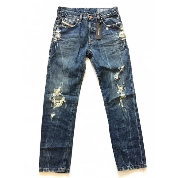 $298 Diesel Men’s Mharky Slim Skinny Cropped Jeans 084ZM Destroyed Size W28